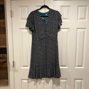 E REVERSIBLE Black and White Polka Dot/Green, blue and white floral Dress